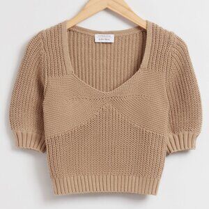 & Other Stories Cropped Sweetheart Bustier Knit Top